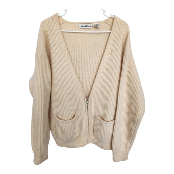 Claude Vernet Cardigan Sweater Womens L Lambswool Angora Rabbit Hair Blend Zip - Picture 1 of 6